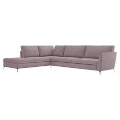 Sofá de Canto Chaise Esquerdo 287 cm Olívia Suede Rosê G52 - Gran Belo