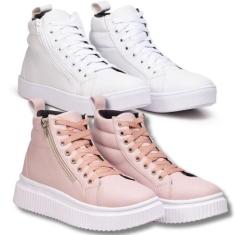 Conjunto De Tênis Femininos Em Rosa E Preto. Kit Tenis 2 Prs - Fierre,