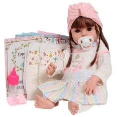Bebê Reborn Boneca Realista Cabelo Castanho 100% Vinil Linda - Cegonha