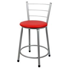 Banqueta Baixa Para Cozinha Epoxi Cinza - Laumar, Vermelho