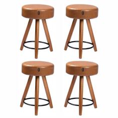 Kit 4 Bancos/Banquetas Estofadas Baixas Confortáveis Sala Cozinha Pés Palito Paris 50 cm