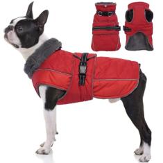 QBLEEV Casaco quente refletivo para cães, casaco de inverno ajustável, gola rolê, roupas de cachorro para clima frio, impermeável, de lã, para cães, colete para cães pequenos, médios e grandes