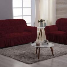 Capa de Sofá 2 e 3 Lugares Malha Gel 21 Elasticos Vinho - FAGUI ENXOVA