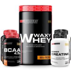 Kit Whey Protein Waxy Whey Pote 900g 2x BCAA 100g 2x Power Creatina 10
