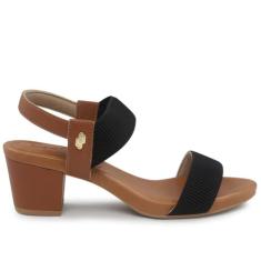 Sandália Usaflex Feminina Salto Bloco Canela E Preto Y8204013 39