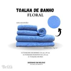 Jogo De Toalha De Banho E Rosto 5 Peças Briza - Floral Azul