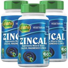 Zincal Cálcio, Magnésio, Zinco 60 Cápsulas Kit Com 3