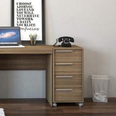 Gaveteiro 4 Gavetas com Rodízios Maia Politorno Castanho