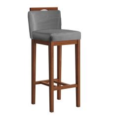 Conjunto 2 Banquetas Baixa Em Madeira Maciça Libéria Ccs Interiores Pinhao/cinza