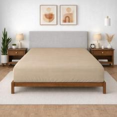 Lençol Solteiro Teka 100% Algodão 120 fios Com Elástico, Marrom