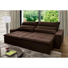 Sofá Retrátil Reclinável Amsterdam 2,30m Suede Velut Marrom c/ Molas no Assento - King House