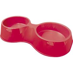 Comedouro Duplo Furacão Pet Pop Plástico Vermelho - 500 mL