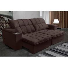 Sofá Retrátil e Reclinável 2,52m Cama inBox Marrocos. com Molas e Suporte de Copo Velusoft