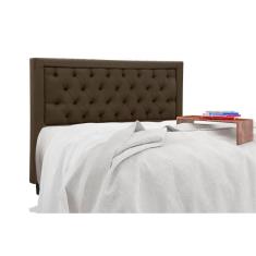 Cabeceira Cama Box Estofada Queen Queen Baronesa Plus Suede Marrom Chocolate - Simbal
