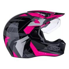 Capacete Moto Bieffe 3 Sport Hills Preto Pink Brilhante, 56