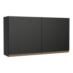 Armário de Cozinha Aéreo 120 cm 2 Portas Preto Reims Madesa, Preto