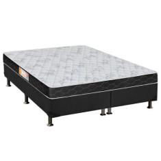 Cama Box Queen: Colchão Espuma Castor Sleep Max + Base CRC Suede Gray(