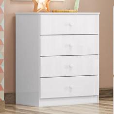 Cômoda Infantil Labirinto 4 Gavetas Branco - Henn, Branco, 20kg