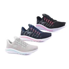 Kit 3 Pares Tênis De Academia Runway Training Feminino, Cinza verde, M