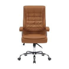 Cadeira Big Mola Ensacada Escritório Presidente Giratória em Couro Sintetico com Nr17 Espresso Móvei Caramelo
