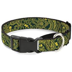 Buckle-Down Coleira para cães martingale - Bandana/caveiras roxa/branca - 2,54 cm de largura - serve para pescoços de 38,1-66,04 cm - Grande