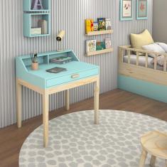 mesa de estudo com 1 gaveta teens decoração infantil menta - LCN Movei