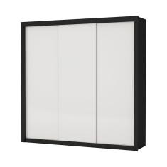 Guarda Roupa Roupeiro Clarice 3 Portas De Correr 4 Gavetas Carioca Preto Off White