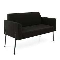 Sofá Namoradeira 2 Lugares Pé De Ferro Preto Marisa Suede D03 - D'rossi Cor Preto