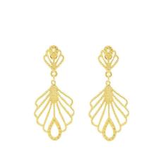 Brinco Com Detalhes Vazados Lindo Folheado A Ouro18K