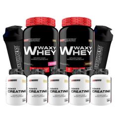 Kit 2x Waxy Whey 900g + 5x Power creatina 100g + 2x Coqueteleira - Bodybuilders-Unissex