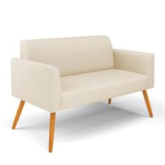 Sofá Namoradeira Pés Palito Castanho Marisa Linho - DRossi, A19 Bege