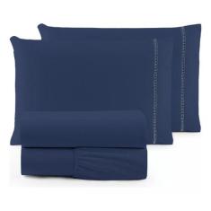 Lençol Casal Padrão 3 Peças 400 Fios Ponto Palito Percal Toque Macio -