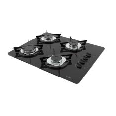 Cooktop a Gás Terim Trm 4b 4 Bocas Vidro Temperado com Acendimento Automático Preto Bivolt