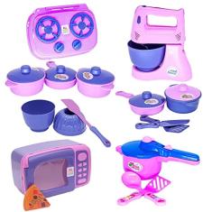 Kit Forminha Menina Brinquedo Panelas Batedeira Cozinha 17pç