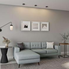 Sofá 3 Lugares Esquerdo Surprised com Chaise Esquerdo Pé Palito Linho Cotton Cinza