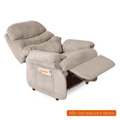 Poltrona Reclinável Barão Suede Liso Areia