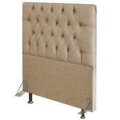 Cabeceira Cama Box Solteiro 90Cm Diamante Linho J02 Bege