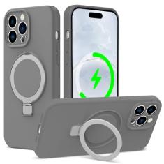ZHK Capa de silicone líquido projetada para iPhone 14 Pro Max com suporte magnético, [proteção precisa da lente da câmera][à prova de choque de grau mil] [forro de microfibra macio antiarranhões] Capa