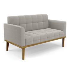 Sofá Namoradeira Base Madeira Fixa Castanho Elisa Bouclê Cinza D03 - D`Rossi