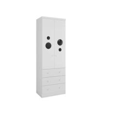Guarda Roupa Bebê Moveis Peroba Bolinha 02 portas 03 gav MDF, Branco