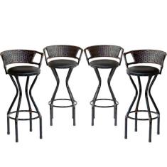 Kit 4 Banquetas Charme Assento Estofado para Área Gourmet  - Coage Móv