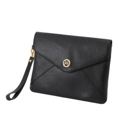 Bolsa Carteira Clutch de Couro Mariart Luciana, Preto