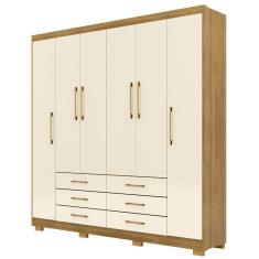 Guarda Roupa Casal Canadá 6 Portas Nature Champanhe Vila Rica