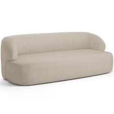 Sofá 3 Lugares Curvo Orgânico Living 180cm Barolo L06 Linho Bege Escuro