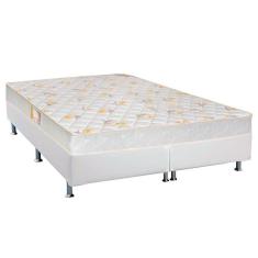 Cama Box Queen: Colchão Espuma Castor D28 Sleep Max + Base Crc Courano White(158X198)