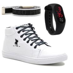 Kit Com Tênis Cano Médio Polo Plus + Relógio Digital E Um Cinto - BRAN