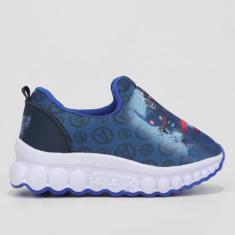 Tênis Infantil Marvel Capitão América Sem Cadarço Menino, Azul, 25