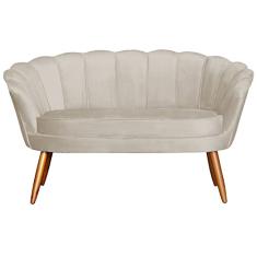 Namoradeira Estofada 2 Lugares Para Sala Comercial Pétala Veludo Bege - LM DECOR