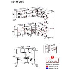 Cozinha Completa De Canto Veneza Gb Mp2066 Com Armário E Balcão Preta