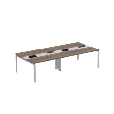 Mesa de Plataforma Dupla para 4 Pessoas Corporativa 150x140/4p Pdc15/14/4p Walnut/Cinza